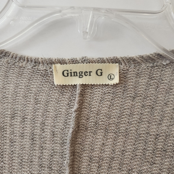 Ginger G Open Front Cardigan in Greige womens size large - Picture 11 of 13